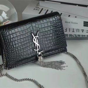 Yves YSL Saint Laurent Kate Small Chain Bag With Tassel Black